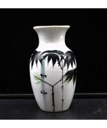 Vtg Japanese Chinese Black White Vase Bamboo Trees Signed Symbols AA Imp... - €17,04 EUR