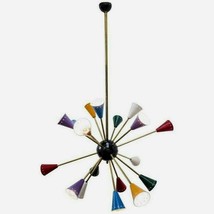 Mid Century Design Royal Brass Chandelier 16 Customized Colour Arm Decor Light - £230.44 GBP