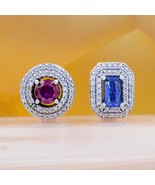  Blue Sparkling Levelled Rectangular Charm / Red Sparkling Levelled Roun... - $26.34 CAD