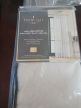 Fieldcrest Luxury Linen Border Stripe 50&quot;W x 96&quot;L Rod Pocket/Back Tab Pa... - £62.66 GBP