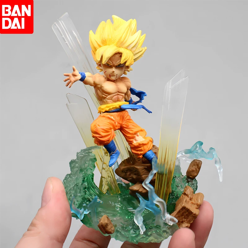 BANDAI 11cm Anime Dragon Ball Z G5 Super Saiyan Son Goku Action Figures Gk Model - £19.06 GBP