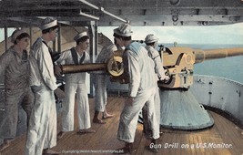 U S Navy Military~Gun Drill Monitor Ship~Waldon Fawcett Postcard - £8.00 GBP