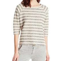 Lucky Brand Striped Sweater women&#39;s M black+ivory Boucle Boxy knit pullo... - £7.81 GBP