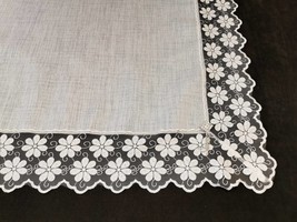 White Tablecloth, Floral Lace Border, Decorative Pendants ,  64x88&#39;&#39; - £110.76 GBP