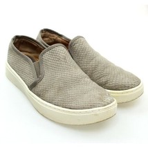 Sofft Womens Gray Nubuck Leather Snakeskin Print Low Top Slip-on Sneakers - $19.79