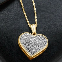 2Ct Round Cut VVS1 Moissanite Heart Pendant 14K Yellow Gold Plated W/ 18&quot; Chain - £73.51 GBP