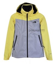 THE NORTH FACE Womens Resolve Plus Colorblock Hooded Jacket, Yellow/Gray,Large - £85.05 GBP