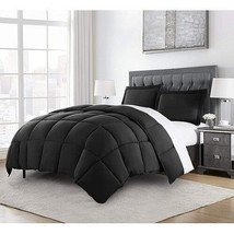 Queen Size Reversible Microfiber Down Alternative Comforter Set in Black - $252.47 CAD