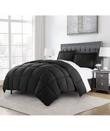 Queen Size Reversible Microfiber Down Alternative Comforter Set in Black - $252.47 CAD