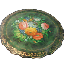 Vintage Russian Zhostovo Metal Platter Tray Signed READ - £17.07 GBP