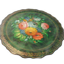 Vintage Russian Zhostovo Metal Platter Tray Signed READ - £17.44 GBP