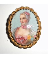 Vintage Hand-Ptd Lady Pin (Brooch)...Original by Robert...Oval Frame...B... - $64.35