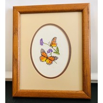 Vintage Butterfly Needlepoint Decorative Wall Art Professionally Framed - $24.74