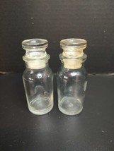 Pair Set of 2 Vintage Clear Glass Apothecary Spice Jars Bottles 4&quot; Japan - £14.62 GBP