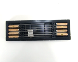 Kabob Grilling Skewers Stainless Steel Set Of 8 Wood Handles New In Box ... - $21.24