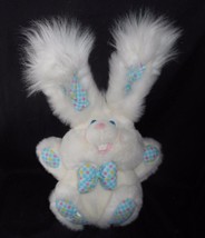 Vintage 1994 White Giggle Bunny Rabbit Blue Pink Ears Stuffed Animal Plush Toy - £18.56 GBP