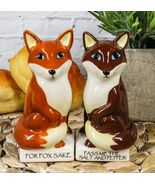 Ceramic Red Brown Foxes &#39;For Fox Sake Pass Me The Salt And Pepper!&#39; Shak... - $23.69 CAD