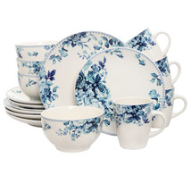 Elama Traditional Blue Rose 16 Piece Dinnerware Set - £115.05 GBP