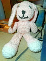Handmade Crochet Rabbit Plush Stuffed Animal Amigurumi Pink &amp; White Long... - £9.70 GBP