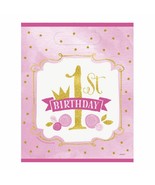 1st Birthday Pink Gold Girls 8 Ct Loot Favor Bags - £2.60 GBP