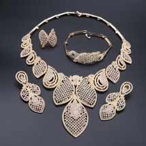 Dubai Gold Color Jewelry Sets For Women Necklace African Leaves Shape Jewelry Ni - £30.37 GBP