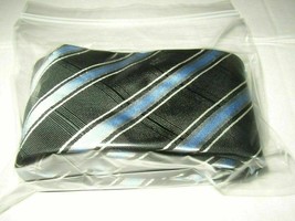 Lord &amp; Taylor Boy 100% Silk Tie Necktie 50-3/4x2.5&quot; Black Blue Gray Striped NWOT - £4.89 GBP