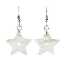 Star of the Ocean Star White Kabibe Seashell Dangle Earrings - £7.09 GBP