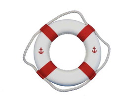[Pack Of 2] Classic White Decorative Anchor Lifering With Red Bands 10&quot;&quot; - £41.71 GBP