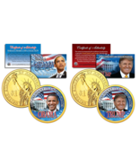 TRUMP &amp; OBAMA U.S Mint Colorized PRESDIENTIAL $1 Dollar Coins + 3rd Coin... - $15.95