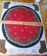Cranston VIP Quilted &quot;Holiday Lace&quot; Christmas Tree Skirt &amp; 2 Stocking Panels - £15.75 GBP