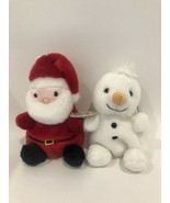 Aurora Set Of 2 Plush Christmas Santa &amp; Snowman 5&quot; Palm Pal New - £17.22 GBP