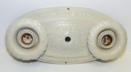 Antique Ceiling Light Fixture Pressed Tin Flush Mount Two Socket - £31.97 GBP