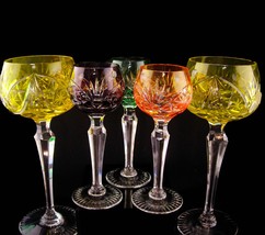 Vintage Cut to clear Goblet and cordial glass set - Gorgeous stems 5 piece goble - £249.15 GBP