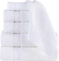 6 Piece Towel Set 2 Bath Towels, 2 Hand Towels, 2 Washcloths Cotton Whit... - £25.44 GBP