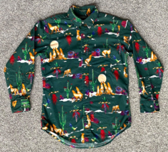 Flying Scotsman Dress Shirt-Green-Coyote, Cactus, Chili Pepper-M-Button Up - $28.05