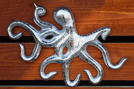 18&quot;L Nickel Plated Aluminum Nautical Marine Sea Octopus Wall Decorative ... - £52.74 GBP