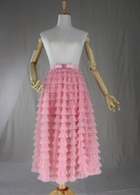 Blush Pink Tiered Tulle Skirt Bridesmaid Custom Plus Size Tulle Midi Skirt image 7