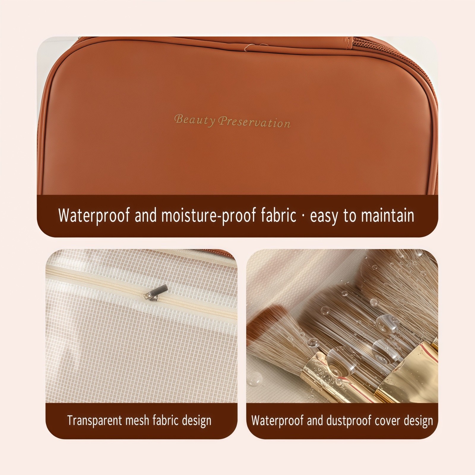 Makeup Brush set 67 Pcs premium synthetic tools set with Travel bag Brown Item image 10
