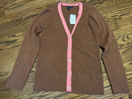NEW SAKS FIFTH AVENUE Women’s Ribbed Cardigan Sweater Size Large Nutmeg/... - £38.53 GBP