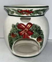 Yankee Candle 5&quot; Ceramic Tea Light Tart Warmer Wreath Christmas Holiday - £9.85 GBP