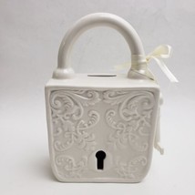 Imm Living Lock &amp; Key Money Bank White Porcelain Michael R. Madjus - $39.55