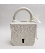 Imm Living Lock &amp; Key Money Bank White Porcelain Michael R. Madjus - £31.18 GBP