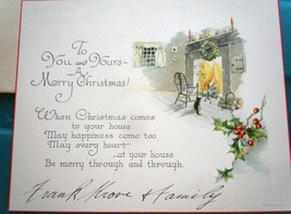 Vintage Merry Christmas Card &amp; Envelope 1934 - £2.38 GBP