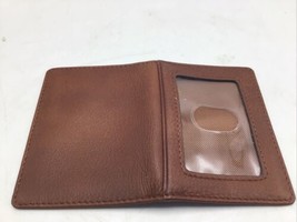 Wallet Compact ID Picture Brown Leather Mini Small Unisex 3 ID Windows P... - $19.59