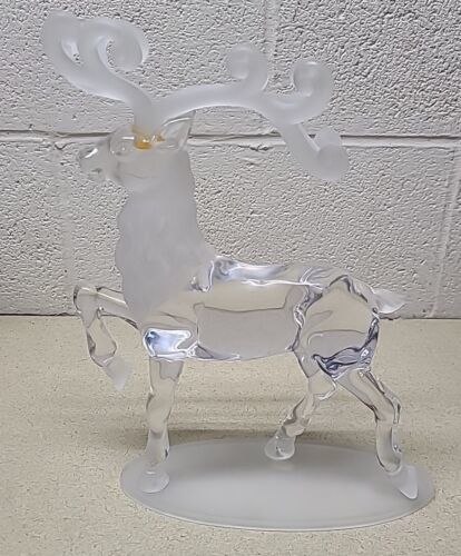 Vtg Roman LARGE CLEAR PLASTIC ELK DEER FIGURINE STATUE CHRISTMAS DECORAT... - $37.30