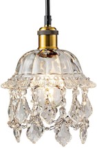 Small Pendant Light Fixture Vintage Crystal Hanging Glass Retro Ceiling Kitchen - £51.15 GBP