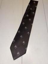 vtg resilio duck print brown poly silk mix neck tie - £17.49 GBP