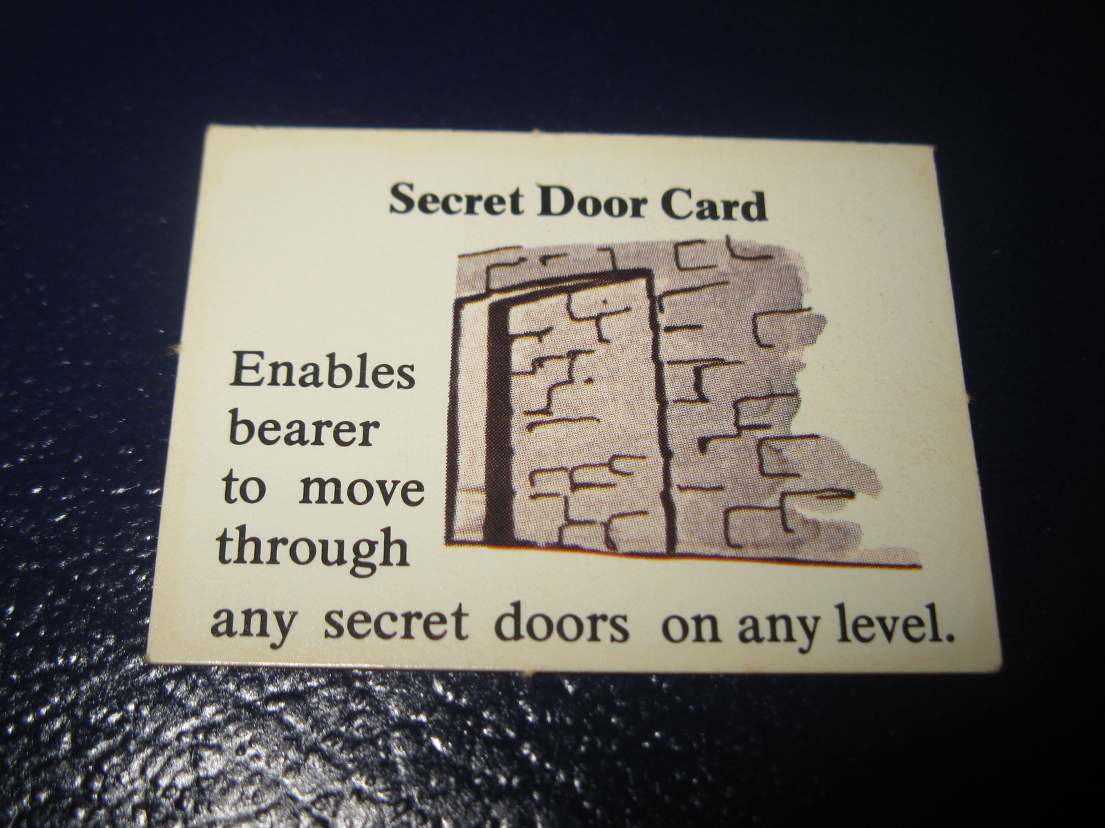 Primary image for 1980 TSR D&D: Dungeon Board Game Piece: Treasure 3rd Level Card- Secret Door