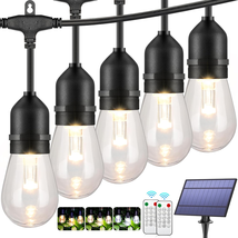 3-Color in 1 Solar String Lights Outdoor Waterproof Dimmable, 48Ft Remote LED Pa - £44.84 GBP