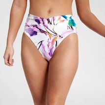 CALIA High Waisted Shirred V Front Swim Bottoms Unbleached Multi Floral ... - $20.00